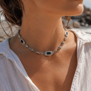 Αλυσίδα-Choker-Λαιμού-Ασημί -Μαύρο