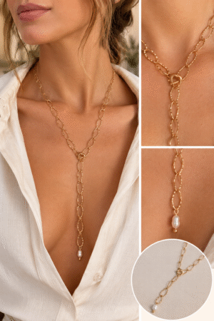 Μακριά Αλυσίδα Λαιμού 80cm με Μαργαριτάρι-Pearl Lariat